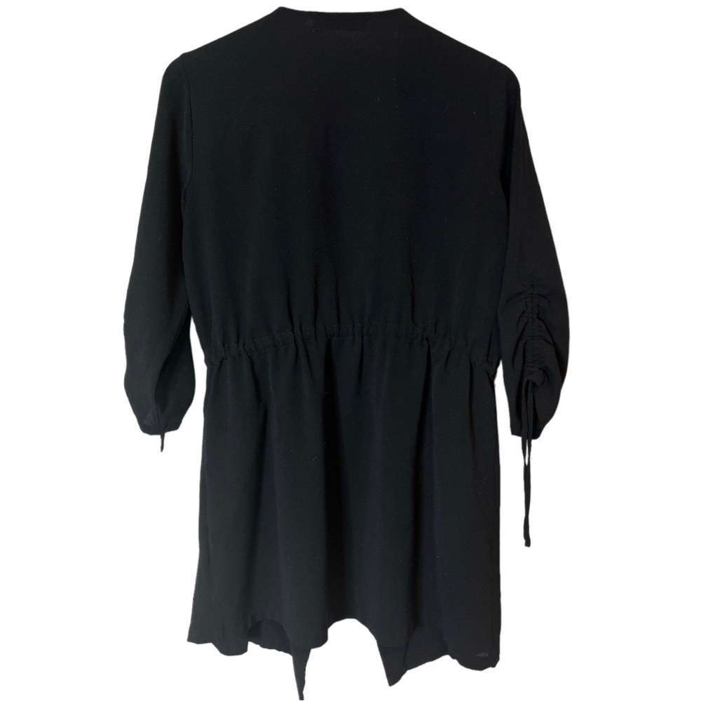 SUZY SHIER Black Open Front Draped Waterfall Blazer Jacket Whimsigoth Y2K S - Picture 7 of 9